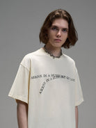 LOSTCTRL Withered Letters Heavyweight T Shirt in Cream - On Model