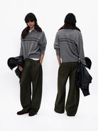 MasonPrince Retro Striped Wool Polo Sweater in Gray - On Male Model