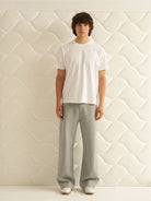 Retro21 Tubular Knit Brushed Cotton T Shirt in White - On Model
