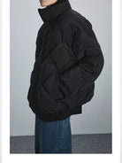 NANS Diamond Quilted Double Zip Puffer in Black