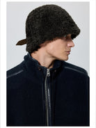Simple Project Faux Shearling Sailor Hat in Black - On Male Model