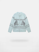 NANS Alpaca Blend Animal Jacquard Cardigan in Sky Blue