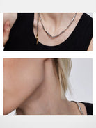 BLACKHEAD Two Tone Lightning Bolt Necklace in Gray - On Female Model