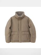 NANS Sherpa Collar Multi Pocket Down Puffer in Beige