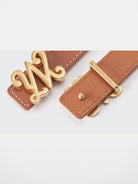 WANLIMA Top Grain Leather Thin Belt in Brown - Detail