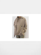 NeverSeez Washed Layered Collar Short Trench in Khaki - On Male Model