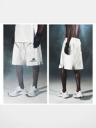 LOSTCTRL Spray Dye Structural Shorts in White - On Model