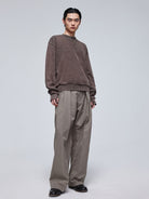 Simple Project Faded V Insert Sweatshirt in Beige - On Model