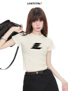 LOSTCTRL Heavyweight Cotton Crop Tee in White - On Model