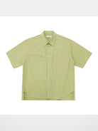 NANS Sand Washed Cotton Curved Hem Shirt in Green
