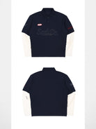 SOD Mock Layered Graphic Polo Shirt in Blue