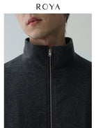 ROYA Marled Alpaca Blend Zip Jacket in Gray - Detail