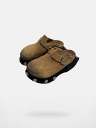 MASONPRINCE Matte Suede Platform Clogs in Black #color_black