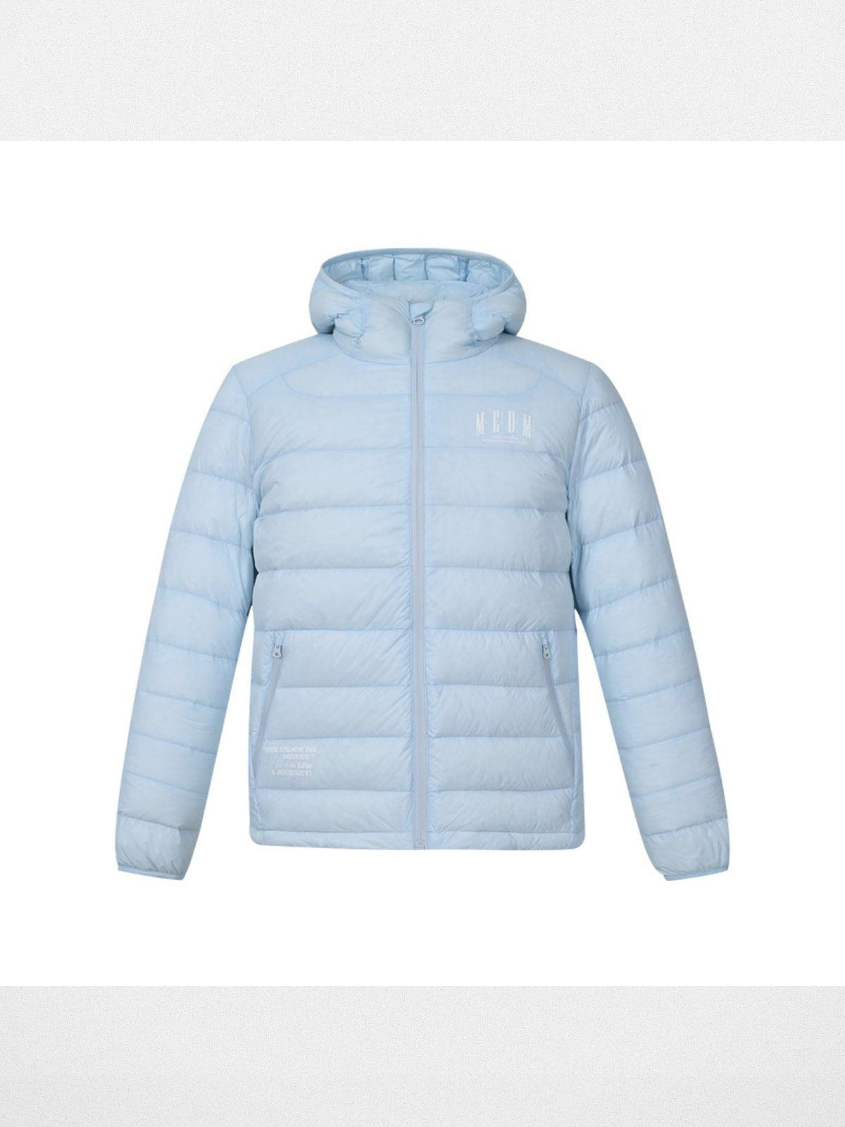 MEDM Lightweight Goose Down Hooded Puffer in Sky Blue