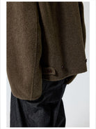 Simple Project Double Faced Wool Harrington Jacket in Olive - Detail