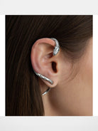 BLACKHEAD Exaggerated Snake Ear Cuff in Silver - On Female Model