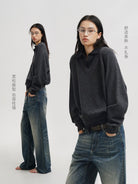 MasonPrince Faux Two Piece Wool Blend Polo in Charcoal - On Model