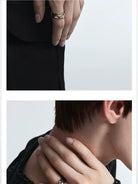 BLACKHEAD Structural Two Tone Star Ring in Gold - On Male Model