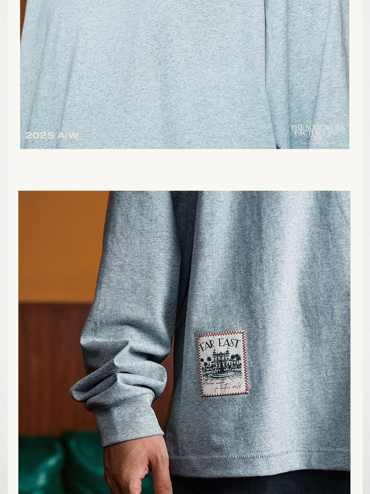 SWFI Heavyweight Embroidered Long Sleeve Tee in Gray - On Model