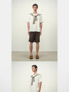 ROYA Textured Modal Wool Ponte T Shirt in White - On Model