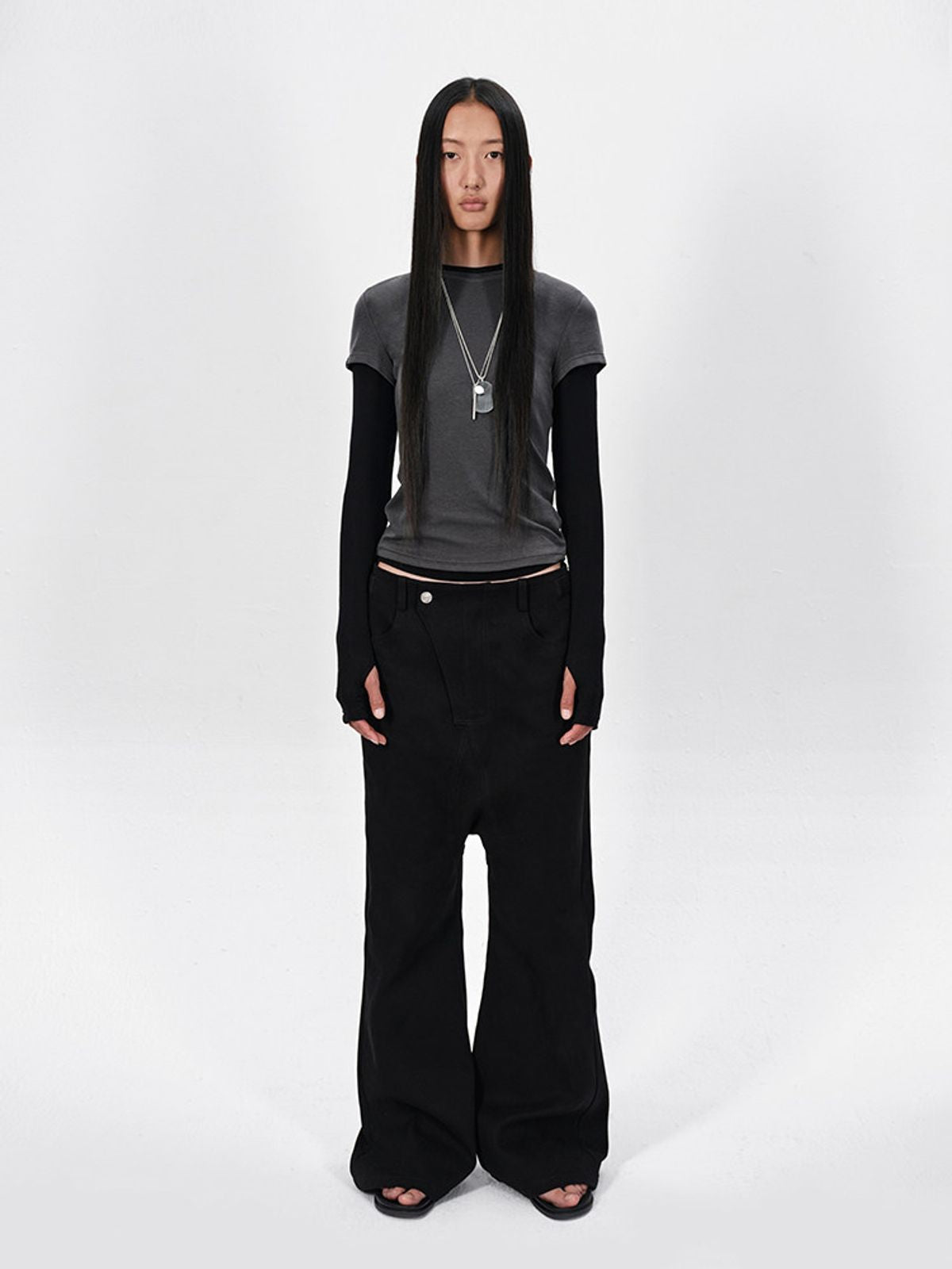 RARELY ALIKE Stretch Tencel Merino Knit Top in Note: Model Image Shows Layering Effect - On Model