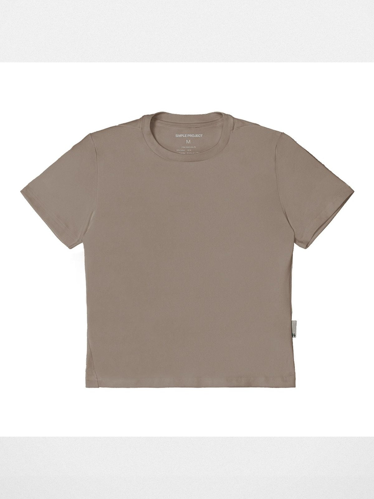 Simple Project Cotton Blend Asymmetric Seam Tee in Beige
