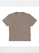 Simple Project Cotton Blend Asymmetric Seam Tee in Beige