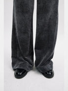 RandomPiece Chenille Velvet Micro Flare Pants in Green - Detail