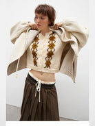 PUKI Double Faced Wool Hooded Jacket in White - On Model