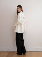 THELIGHT OFFICIAL Rhinestone Starfish Linen Blend Blazer in Apricot - On Model