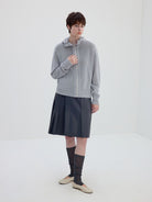 Simple Project Washi Paper Yarn Zip Hoodie in Gray - On Female Model