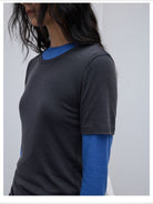RandomPiece Lambswool Scoop Neck Tee in Gray - On Model