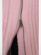 MasonPrince Ribbed Alpaca Blend Zip Cardigan in Pink - Detail