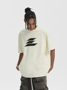 LOSTCTRL Heavyweight Cotton Graphic Tee in Cream - On Model