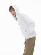 THELIGHT OFFICIAL Starfish Rhinestone Zip Up Hoodie in White - On Model