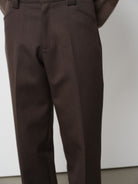 ROYA Heavyweight Merino Blend Trousers in Brown - On Model