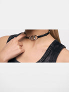 BLACKHEAD Three Snakes Piercing Choker in Black - On Model