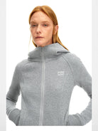 PUKI Panelled Zip Up Hoodie in Gray - On Model