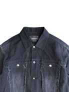 UNKNOWNWORLD Deconstructed Denim Horsehide Jacket in Black - Detail