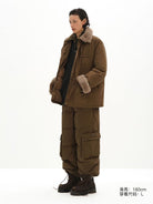 MasonPrince Sherpa Collar Down Puffer in Green - On Model