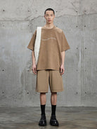 NANS Heavyweight Washed Graphic Tee in Beige - On Male Model