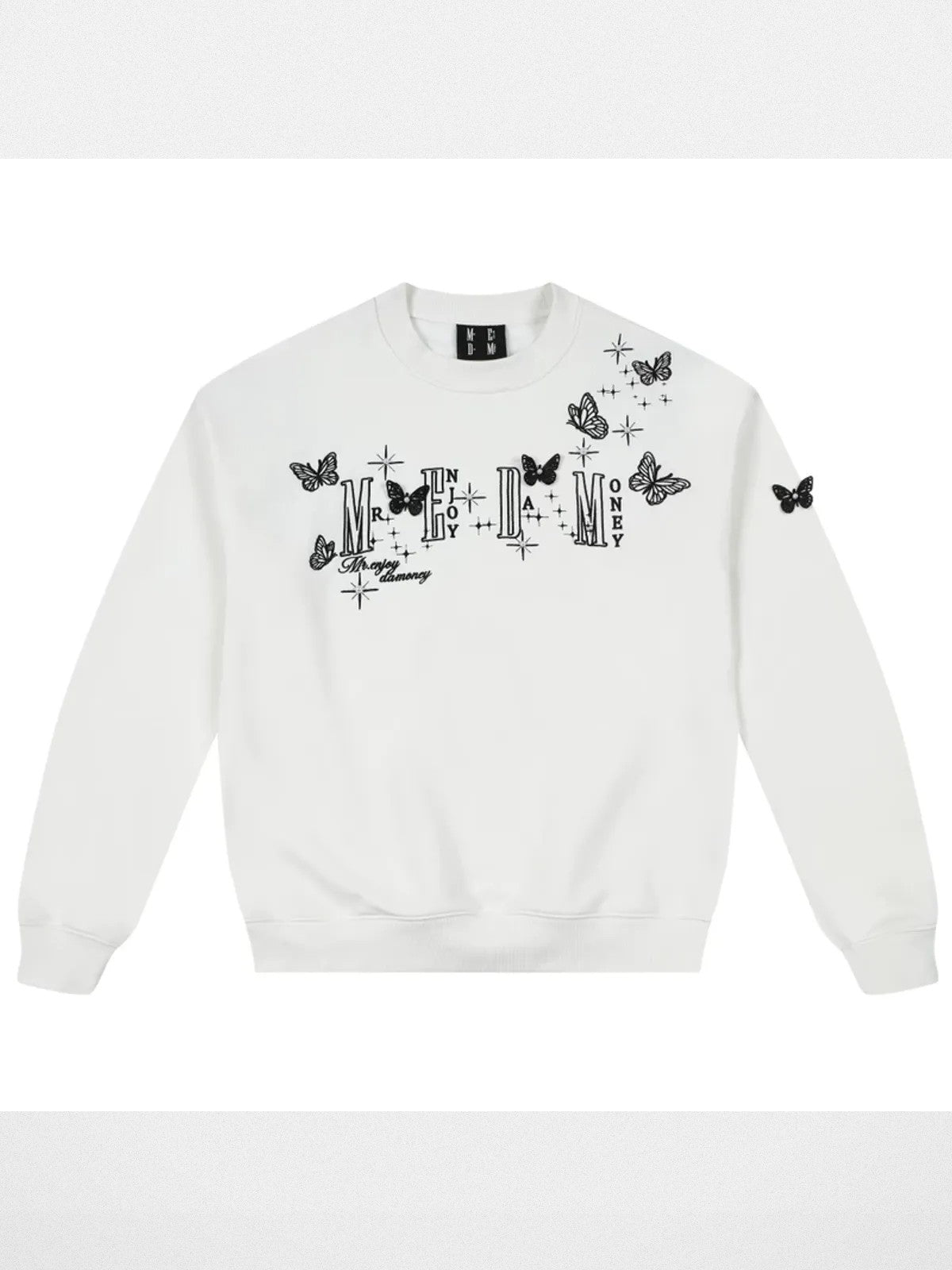 MEDM Butterfly Graphic Crewneck Sweatshirt in White