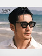 FUTURE UPDATE Geometric Acetate Sunglasses in White - On Male Model