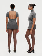 rarely alike Open Back Wool Turtleneck in Gray - On Model