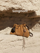 Songmont Suede Baina Hobo Bag in Brown - Lifestyle