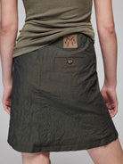 Simple Project Crinkled Texture Micro Flare Mini Skirt in Gray - On Model