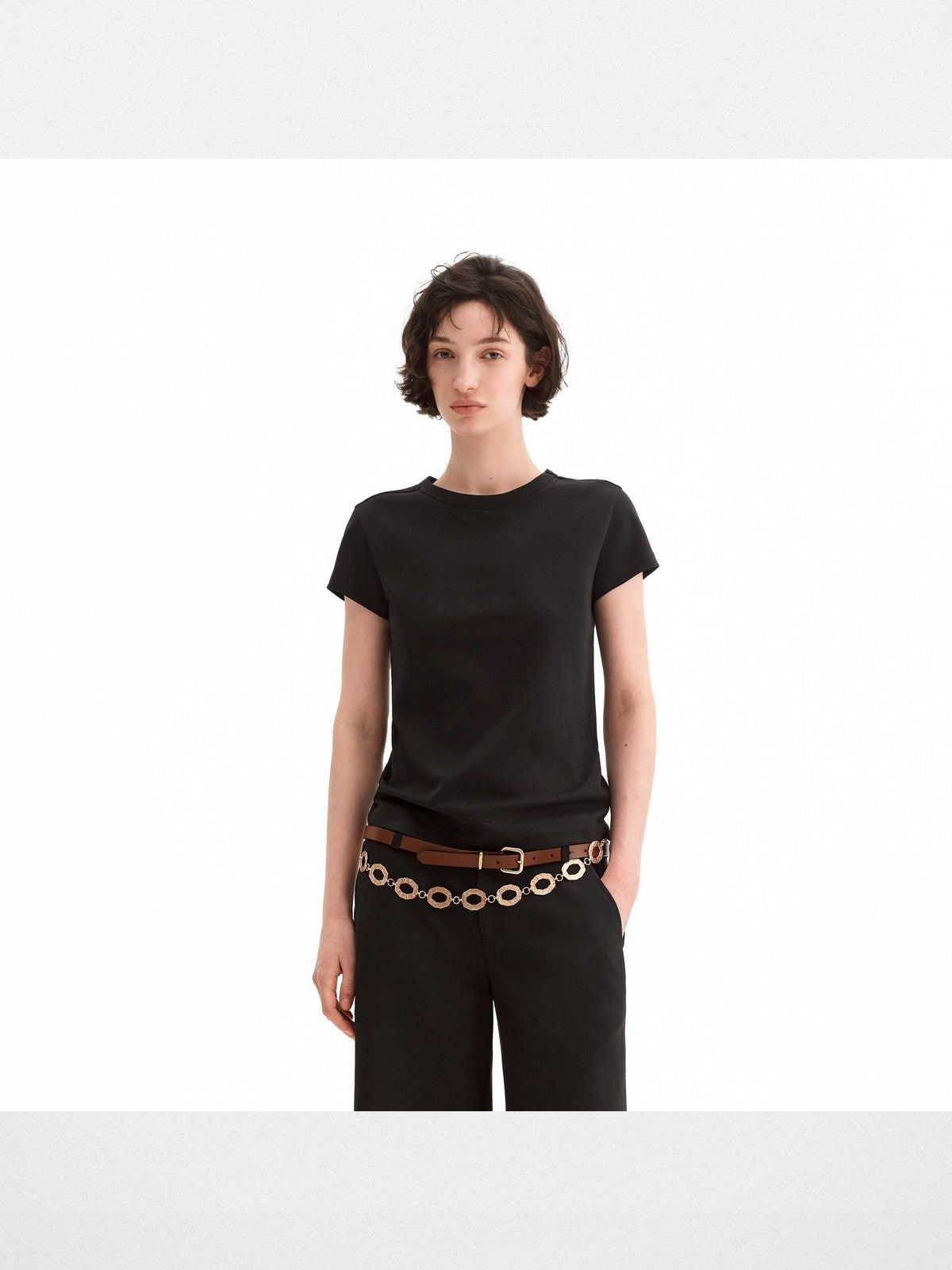 PUKI Classic 100 Cotton T Shirt in Black - On Model