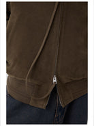 Simple Project Suedette Harrington Jacket in Brown - On Model