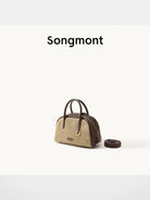Songmont Leather Mini Bowling Bag in Beige
