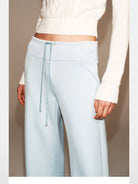 PUKI Lyocell Wide Leg Drawstring Trousers in Sky Blue - On Model